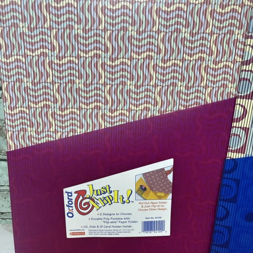 Y2K 2001 Oxford Just Flip It Folder Blue & Pink Retro School Supplies NOS Lot 2